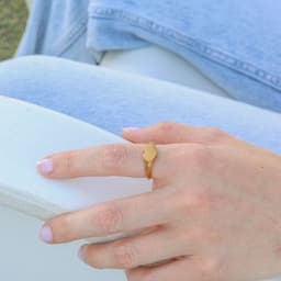 18K Gold PVD Stainless Steel Blank Engravable Heart Signet Ring / ESR0004