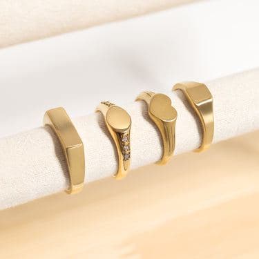 18K Gold PVD Stainless Steel Blank Engravable Heart Signet Ring / ESR0004