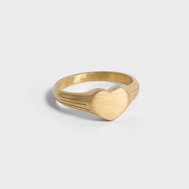 18K Gold PVD Stainless Steel Blank Engravable Heart Signet Ring / ESR0004