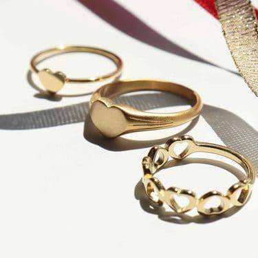 18K Gold PVD Stainless Steel Blank Engravable Heart Signet Ring / ESR0004