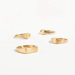 18K Gold PVD Stainless Steel Blank Engravable Heart Signet Ring / ESR0004